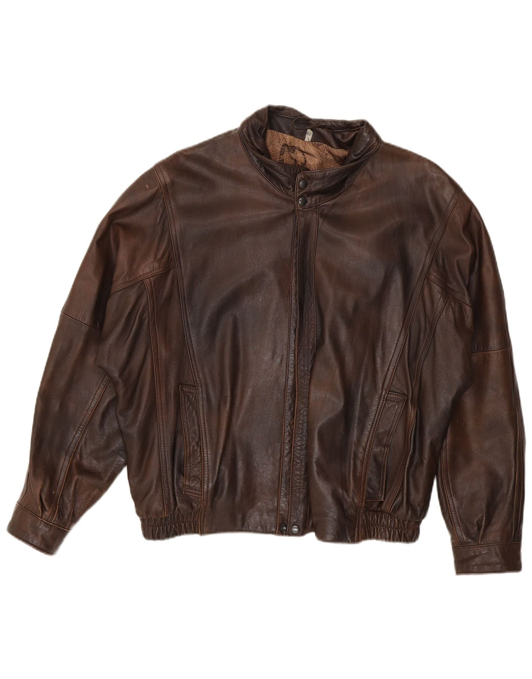 Vintage Mens Leather Jacket IT 52 XL Brown
