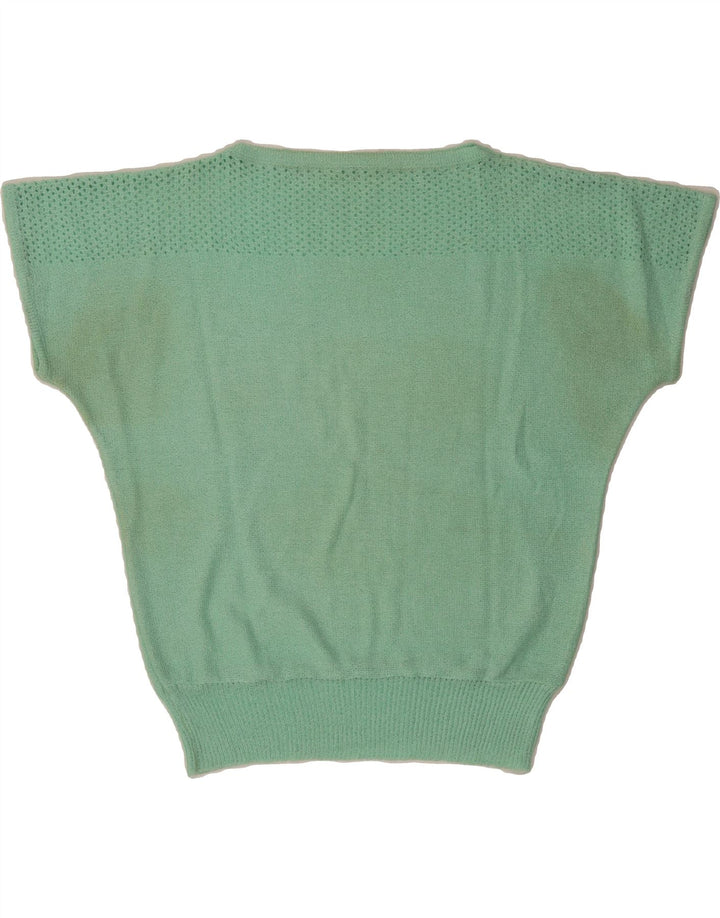 VINTAGE Womens Boat Neck Jumper Sweater UK 14 Medium Turquoise Vintage Vintage and Second-Hand Vintage from Messina Hembry 