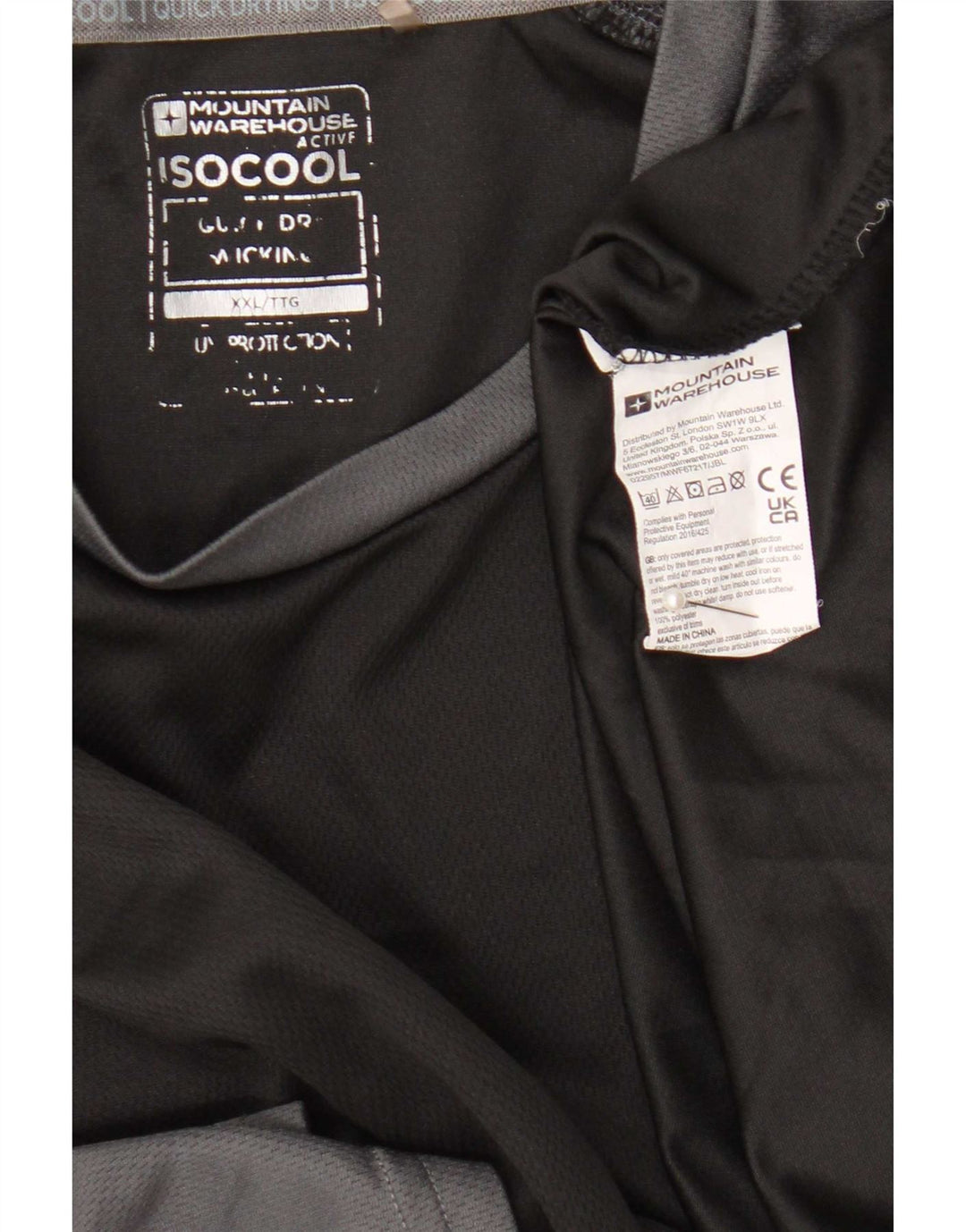 Mountain Warehouse Mens IsoCool T-Shirt Top 2XL Grey Colourblock Polyester