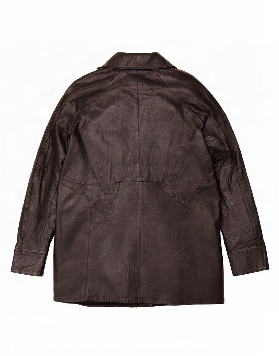 Vintage Womens Oversized Leather Coat IT 46 Large Black
