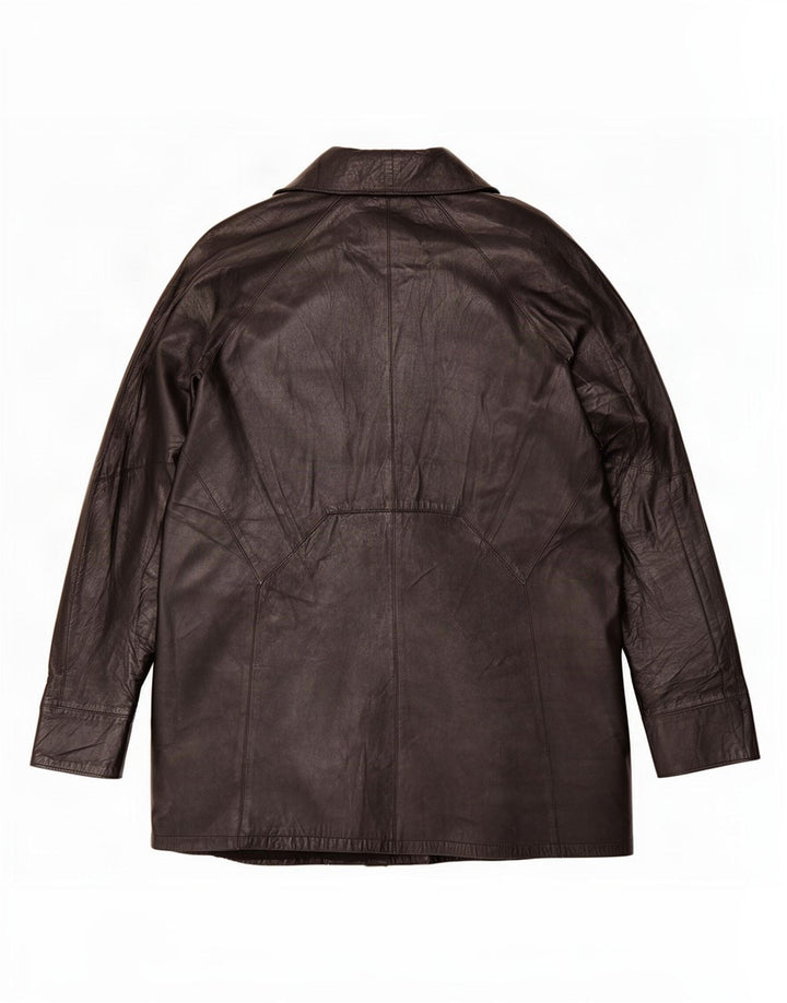 Vintage Womens Oversized Leather Coat IT 46 Large Black