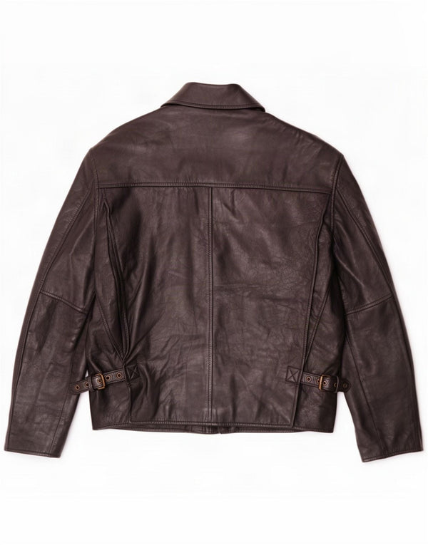 Vintage Mens Leather Jacket IT 48 Medium Black