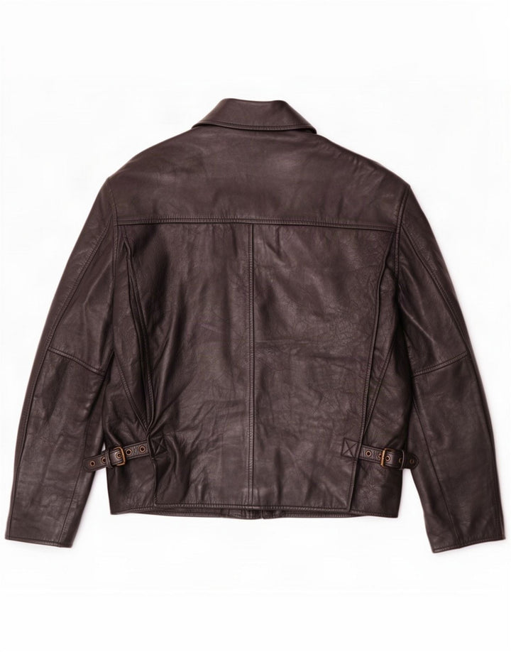 Vintage Mens Leather Jacket IT 48 Medium Black