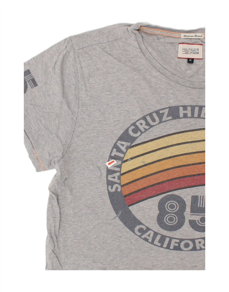 TOMMY HILFIGER Mens Graphic T-Shirt Top Medium Grey Cotton Vintage Tommy Hilfiger and Second-Hand Tommy Hilfiger from Messina Hembry 