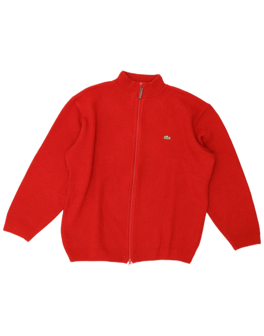 Lacoste Mens Cardigan Sweater Size 6 XL Red Wool