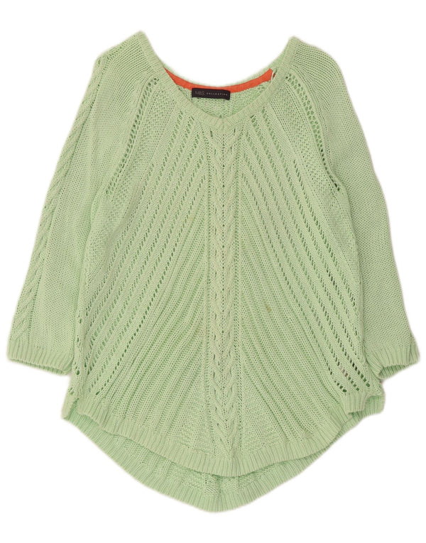 Marks & Spencer Womens Asymmetric V-Neck Jumper Sweater UK 18 XL Green
