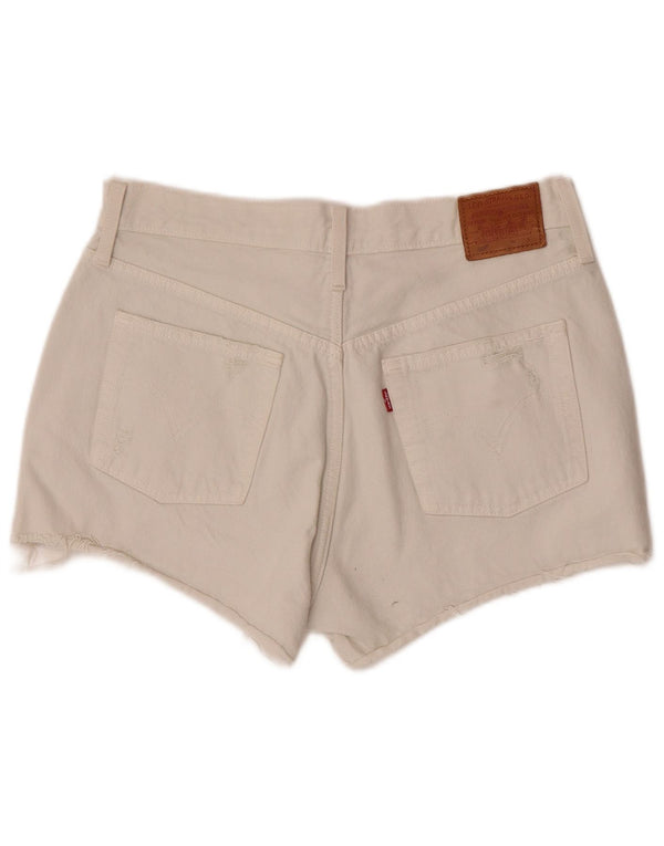 Levi's Womens 501 Distressed Denim Shorts W30 Medium Off White Cotton