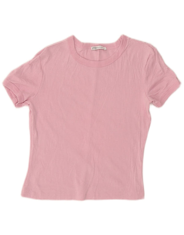 Zara Womens Crop T-Shirt Top UK 10 Small Pink