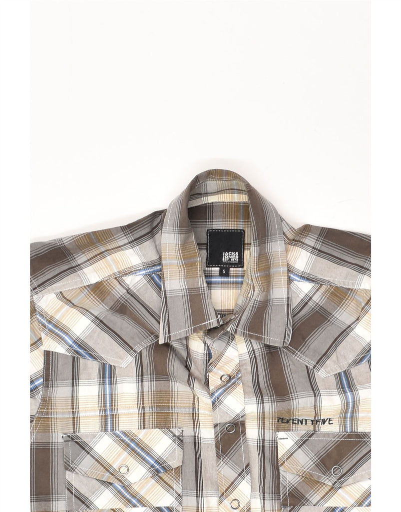 JACK & JONES Mens Short Sleeve Shirt Small Grey Check Cotton | Vintage Jack & Jones | Thrift | Second-Hand Jack & Jones | Used Clothing | Messina Hembry 