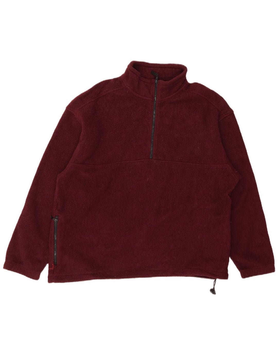 Eddie Bauer Mens Zip Neck Fleece Jumper Large Burgundy Polyester