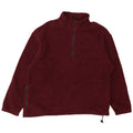 Eddie Bauer Mens Zip Neck Fleece Jumper Large Burgundy Polyester
