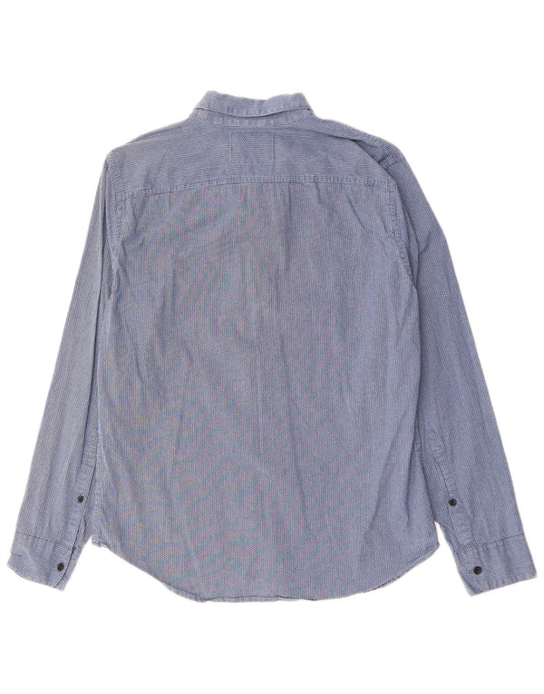 Hollister Mens Muscle Fit Shirt Medium Blue Geometric Cotton