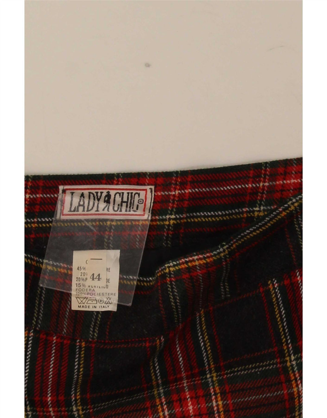 Vintage Womens Pencil Skirt IT 44 Medium W28 Black Plaid Polyester
