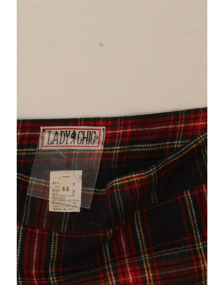 Vintage Womens Pencil Skirt IT 44 Medium W28 Black Plaid Polyester
