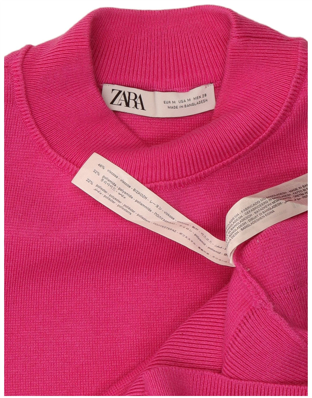Zara Womens Oversized Crew Neck Jumper Sweater UK 14 Medium Pink Viscose