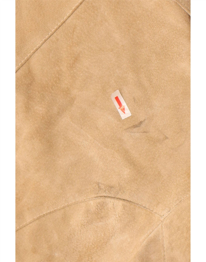 Vintage Womens Suede Bomber Jacket IT 48 XL Beige