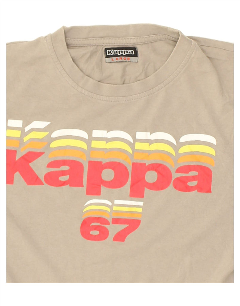 KAPPA Mens Graphic T-Shirt Top Large Beige Cotton | Vintage Kappa | Thrift | Second-Hand Kappa | Used Clothing | Messina Hembry 