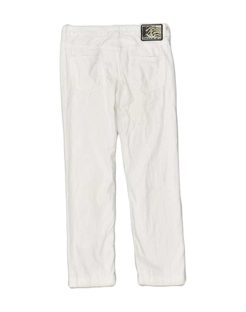 JUST CAVALLI Womens Straight Casual Trousers W29 L28  White Cotton | Vintage Just Cavalli | Thrift | Second-Hand Just Cavalli | Used Clothing | Messina Hembry 