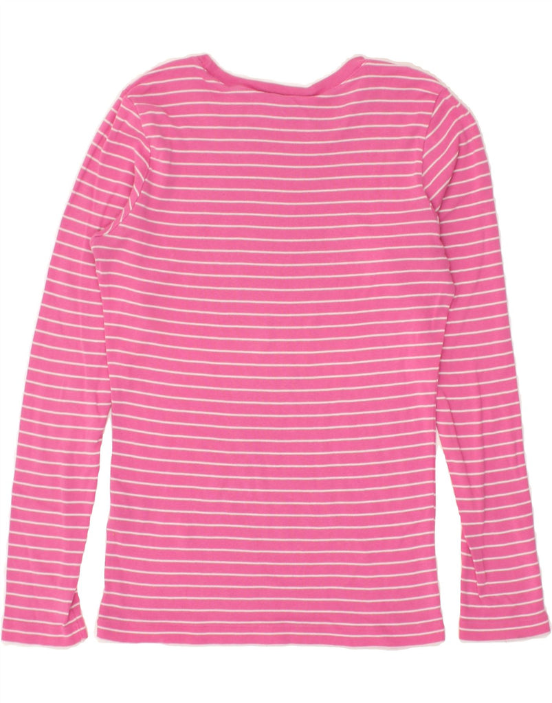 RALPH LAUREN Womens Top Long Sleeve UK 12 Medium Pink Striped Cotton | Vintage Ralph Lauren | Thrift | Second-Hand Ralph Lauren | Used Clothing | Messina Hembry 