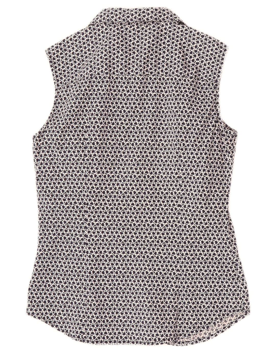 Les Copains Womens Sleeveless Shirt Blouse IT 42 Medium Navy Blue Heart