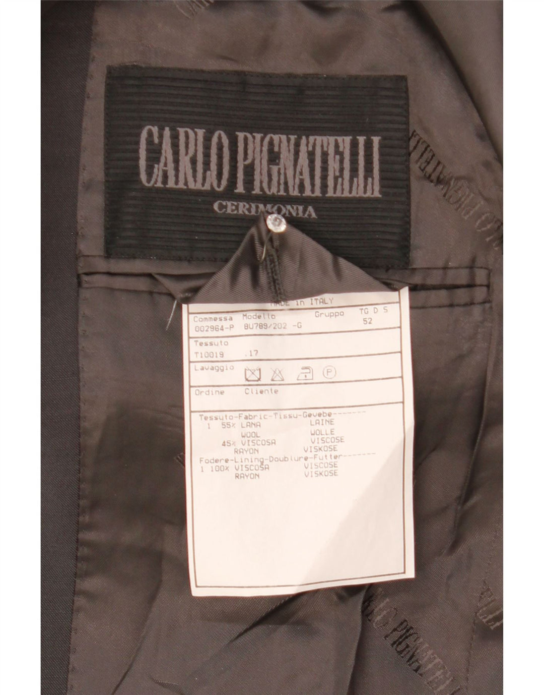 CARLO PIGNATELLI Mens 3 Button Blazer Jacket IT 52 XL Grey Wool