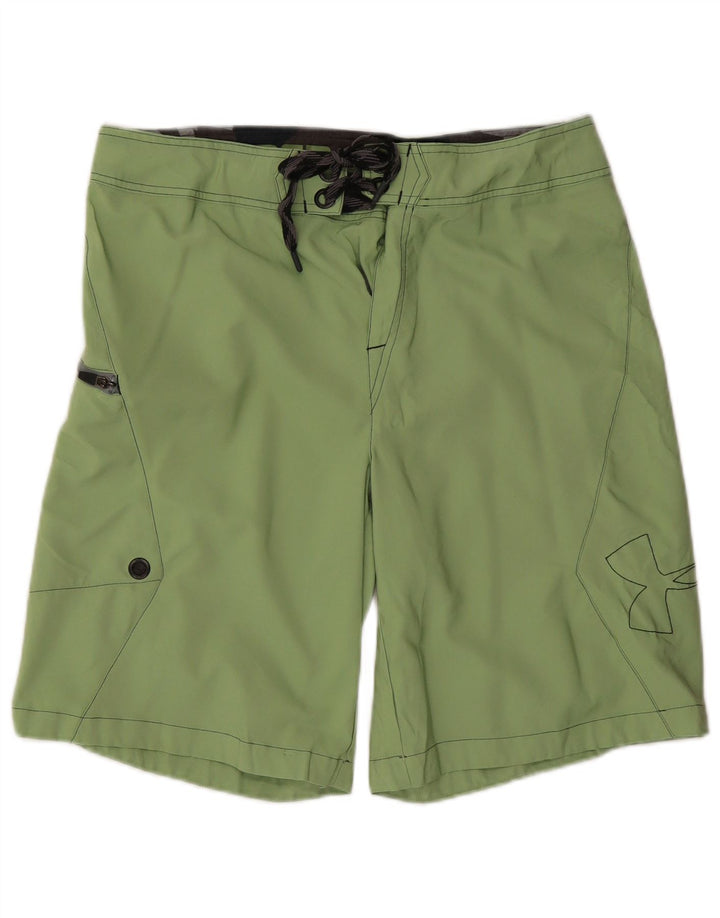 UNDER ARMOUR Mens Graphic Swimming Shorts Large  Green Polyester