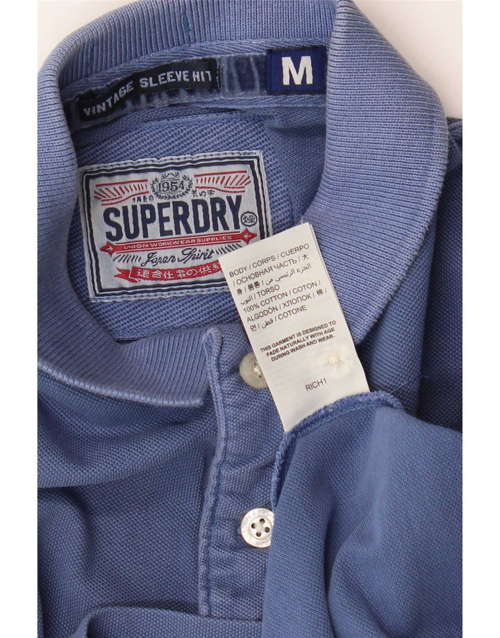 Superdry Mens Graphic Polo Shirt Medium Blue Cotton