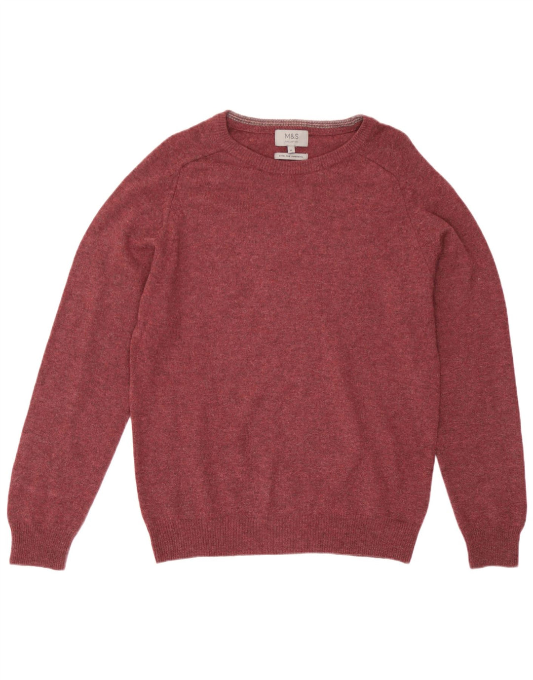 Marks & Spencer Mens Boat Neck Jumper Sweater Medium Burgundy Lambswool