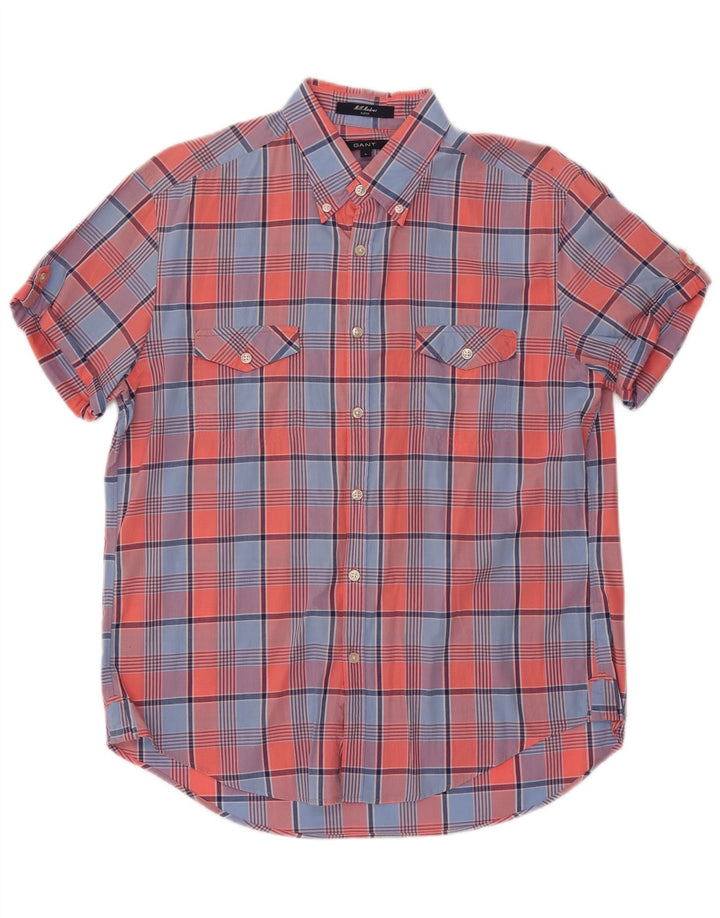 Gant Mens E-Z Fit Short Sleeve Shirt Large Multicoloured Check Cotton