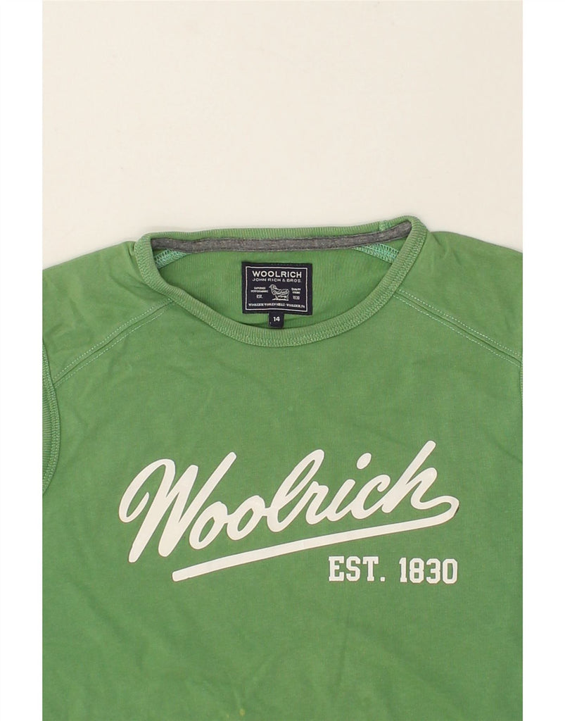 WOOLRICH Boys Graphic Vest Top 13-14 Years Green Cotton | Vintage Woolrich | Thrift | Second-Hand Woolrich | Used Clothing | Messina Hembry 