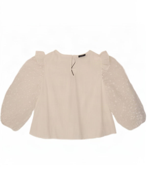 Zara Womens 3/4 Sleeve Blouse Top UK 14 Large White Viscose