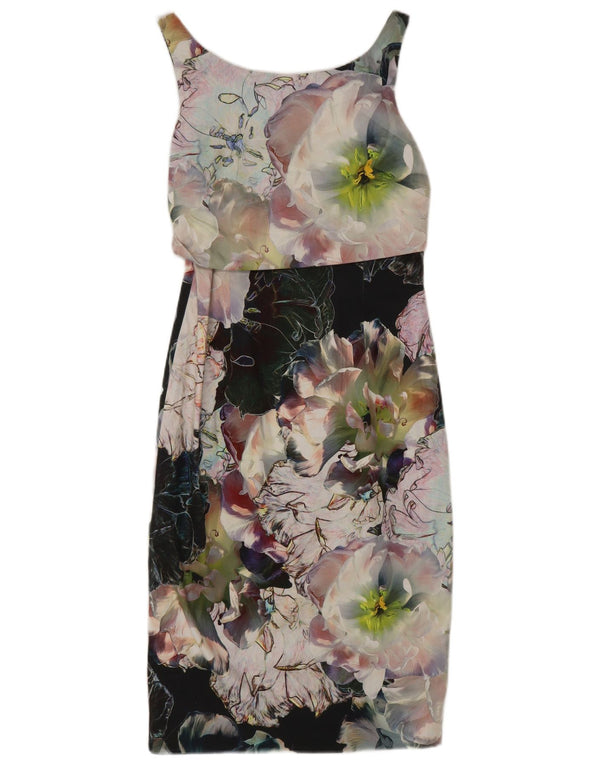 Coast Womens Sleeveless Sheath Dress UK 8 Small Multicoloured Floral Cotton