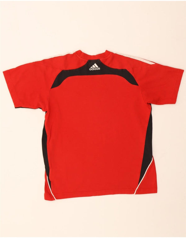 Adidas Boys Climalite T-Shirt Top 13-14 Years Red Colourblock Cotton