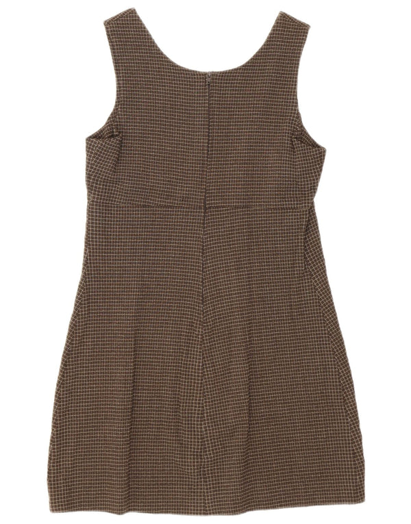 Germano Zama Womens Sleeveless Sheath Dress UK 8 Small Brown Check Viscose