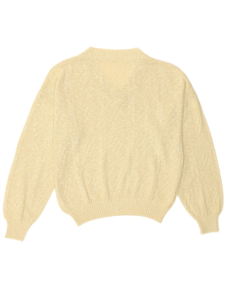 Vintage Womens V-Neck Jumper Sweater IT 50 XL Beige
