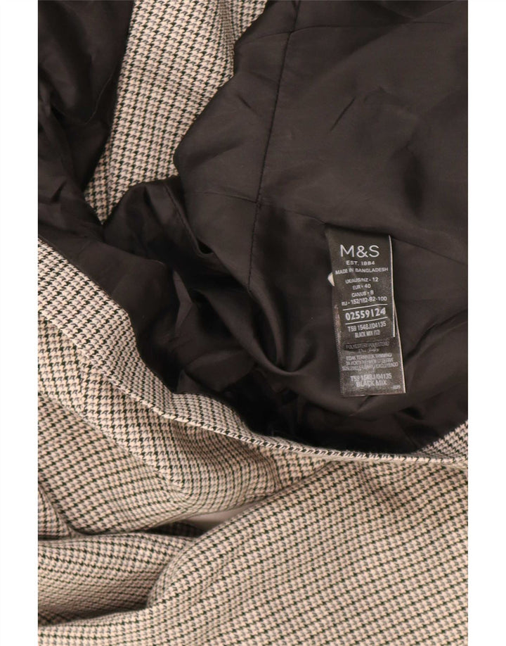 Marks & Spencer Womens 1 Button Blazer Jacket UK 12 Medium Grey Check