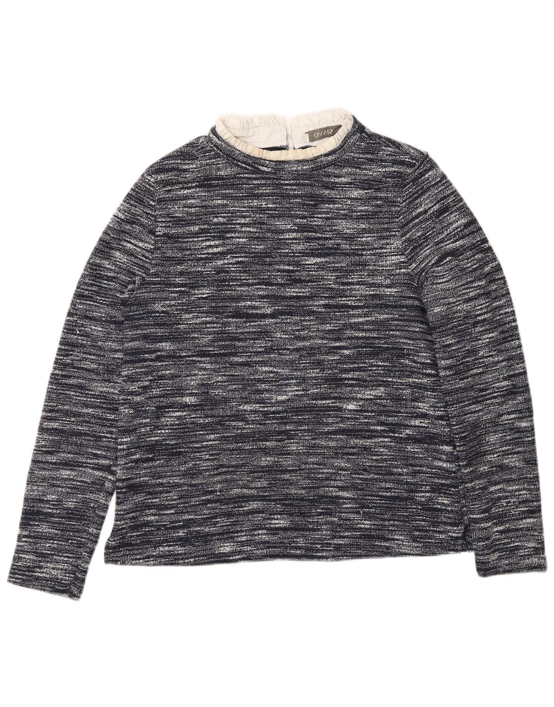Oasis Womens Top Long Sleeve UK 12 Medium Navy Blue Flecked