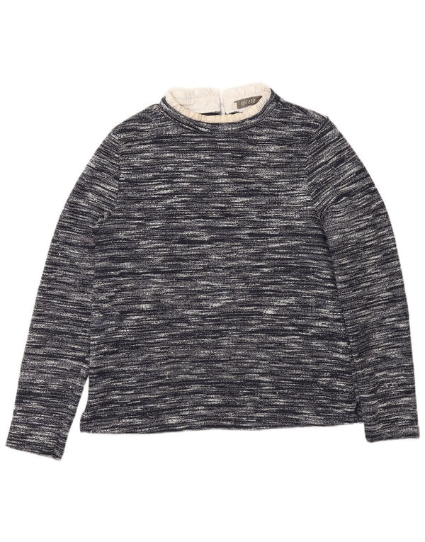 Oasis Womens Top Long Sleeve UK 12 Medium Navy Blue Flecked