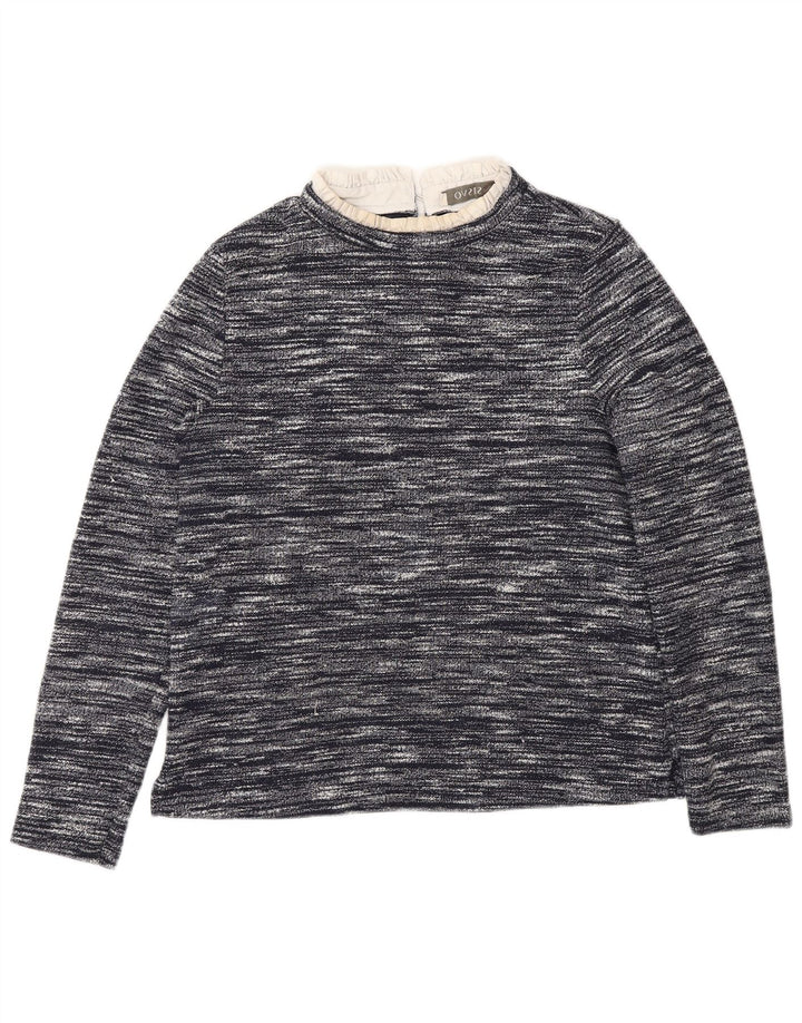 Oasis Womens Top Long Sleeve UK 12 Medium Navy Blue Flecked