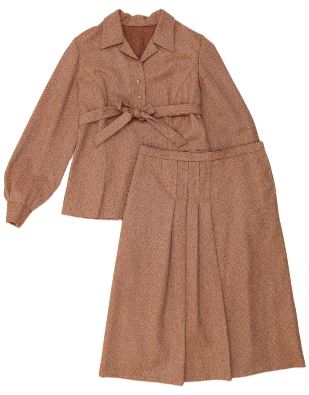 Vintage Womens 2 Piece Skirt Set UK 12 Medium W30  Brown