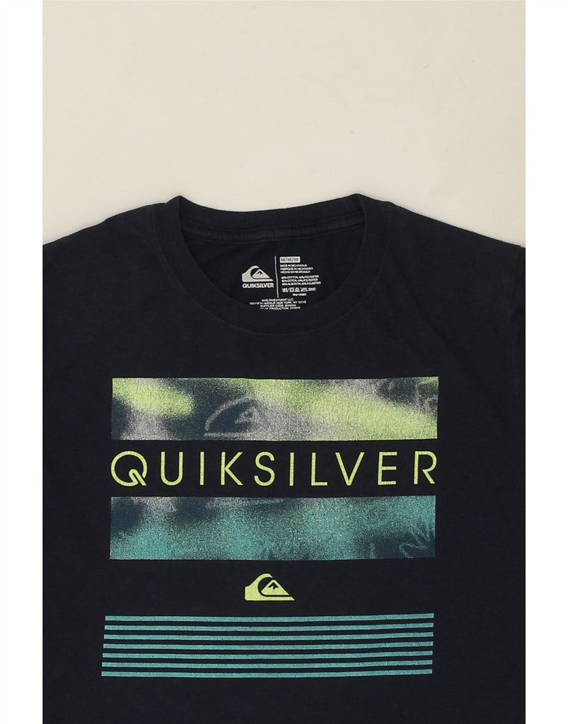 QUIKSILVER Womens Graphic T-Shirt Top UK 12 Medium Navy Blue Cotton | Vintage Quiksilver | Thrift | Second-Hand Quiksilver | Used Clothing | Messina Hembry 