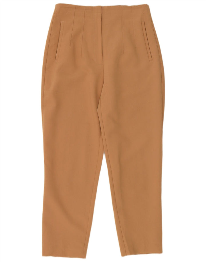 Zara Womens Slim Cropped Trousers Medium W28 L26 Beige Polyester