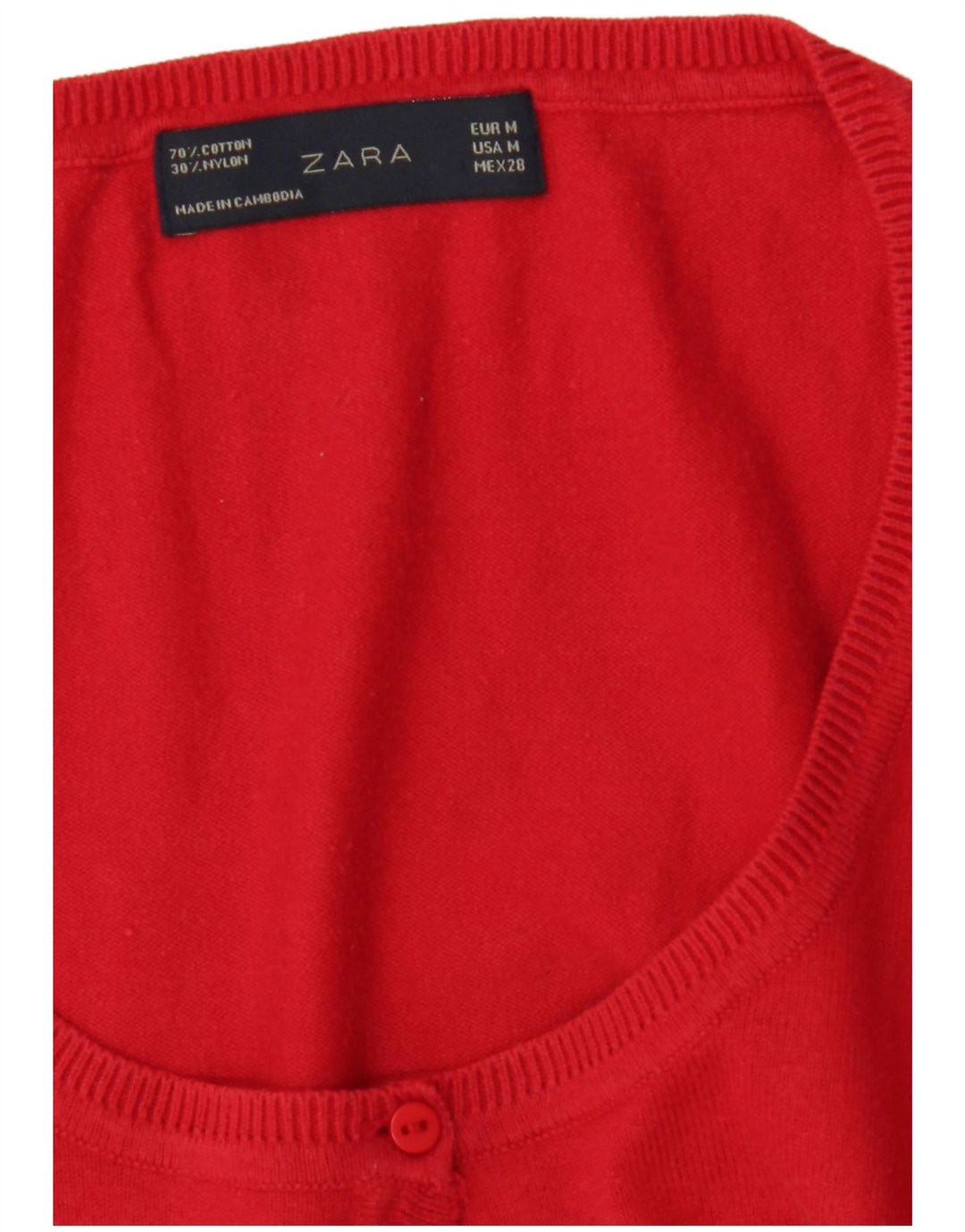 Zara Womens 3/4 Sleeve Cardigan Sweater UK 12 Medium Red