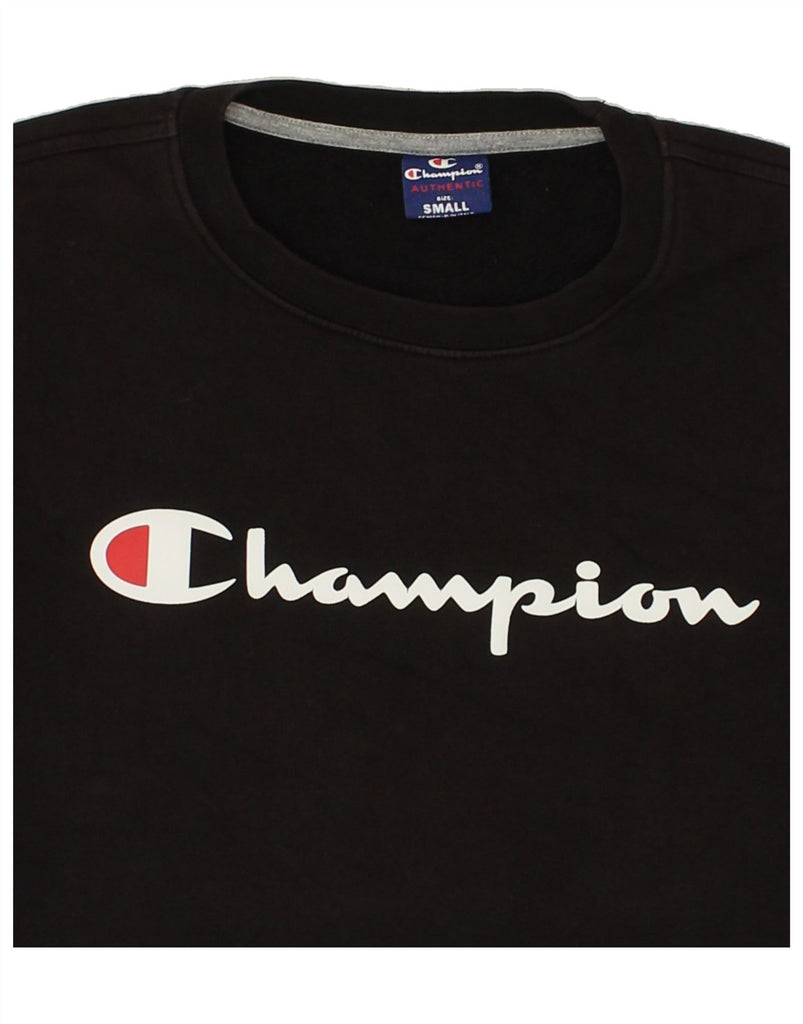 CHAMPION Mens Graphic Sweatshirt Jumper Small Black Cotton | Vintage Champion | Thrift | Second-Hand Champion | Used Clothing | Messina Hembry 