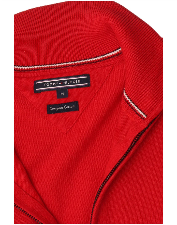 Tommy Hilfiger Mens Cardigan Sweater Medium Red Cotton