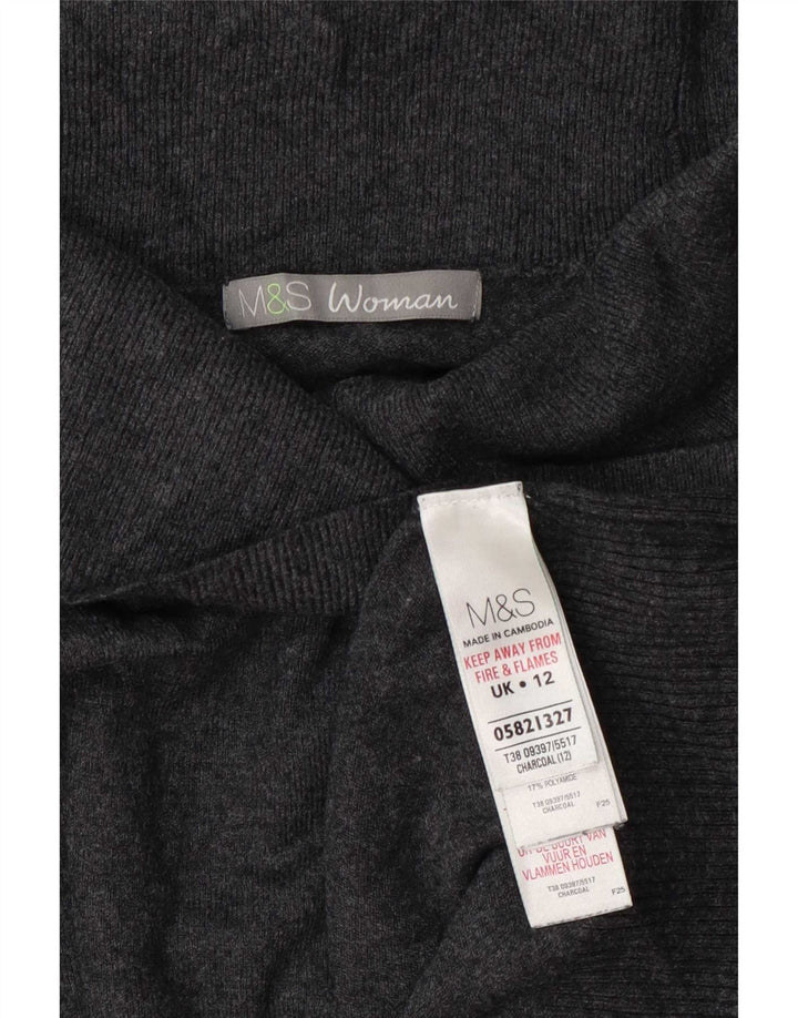Marks & Spencer Womens Roll Neck Jumper Sweater UK 12 Medium Grey Viscose