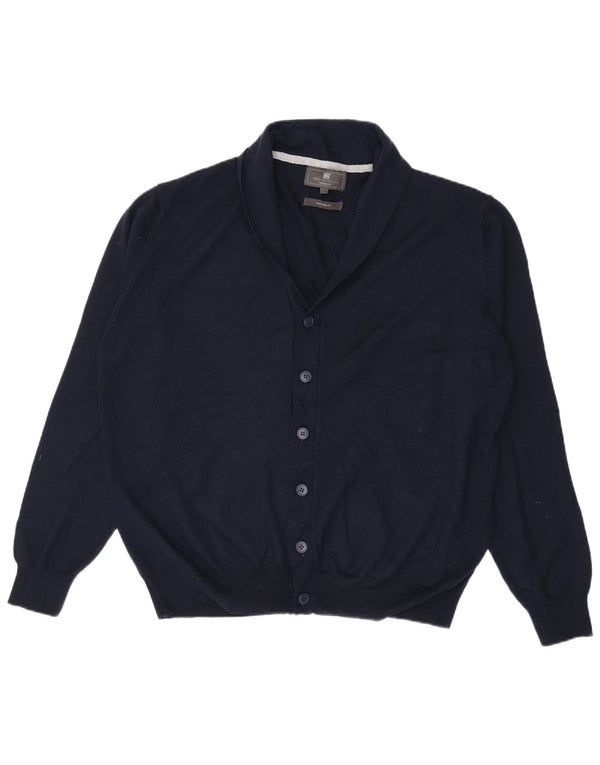 Marks & Spencer Mens Tailored Fit Cardigan Sweater 2XL Navy Blue Acrylic