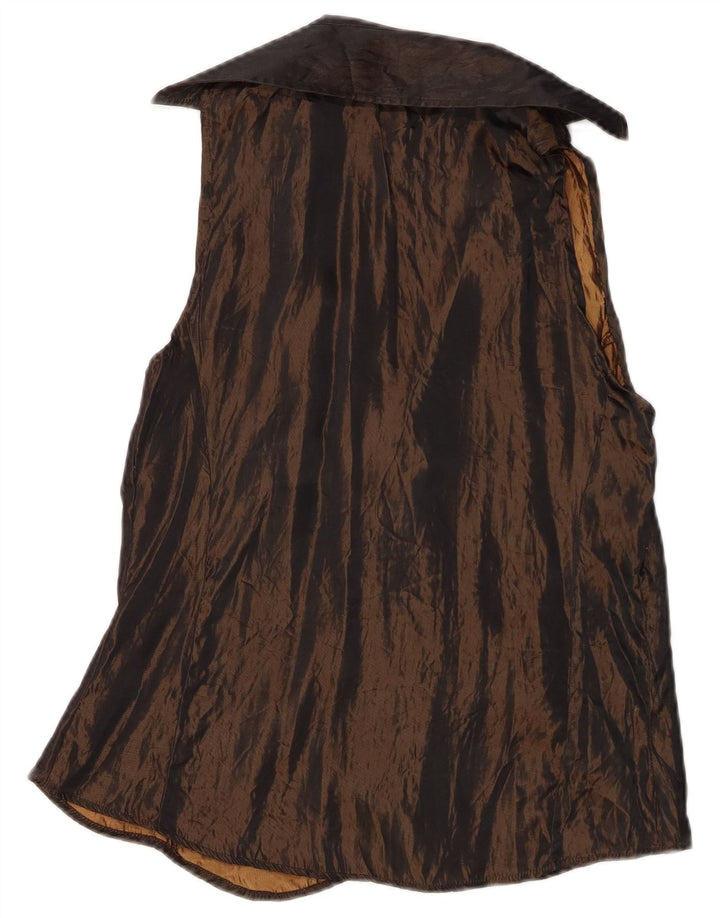 Zara Womens Sleeveless Shirt Blouse UK 12 Medium Brown Acetate