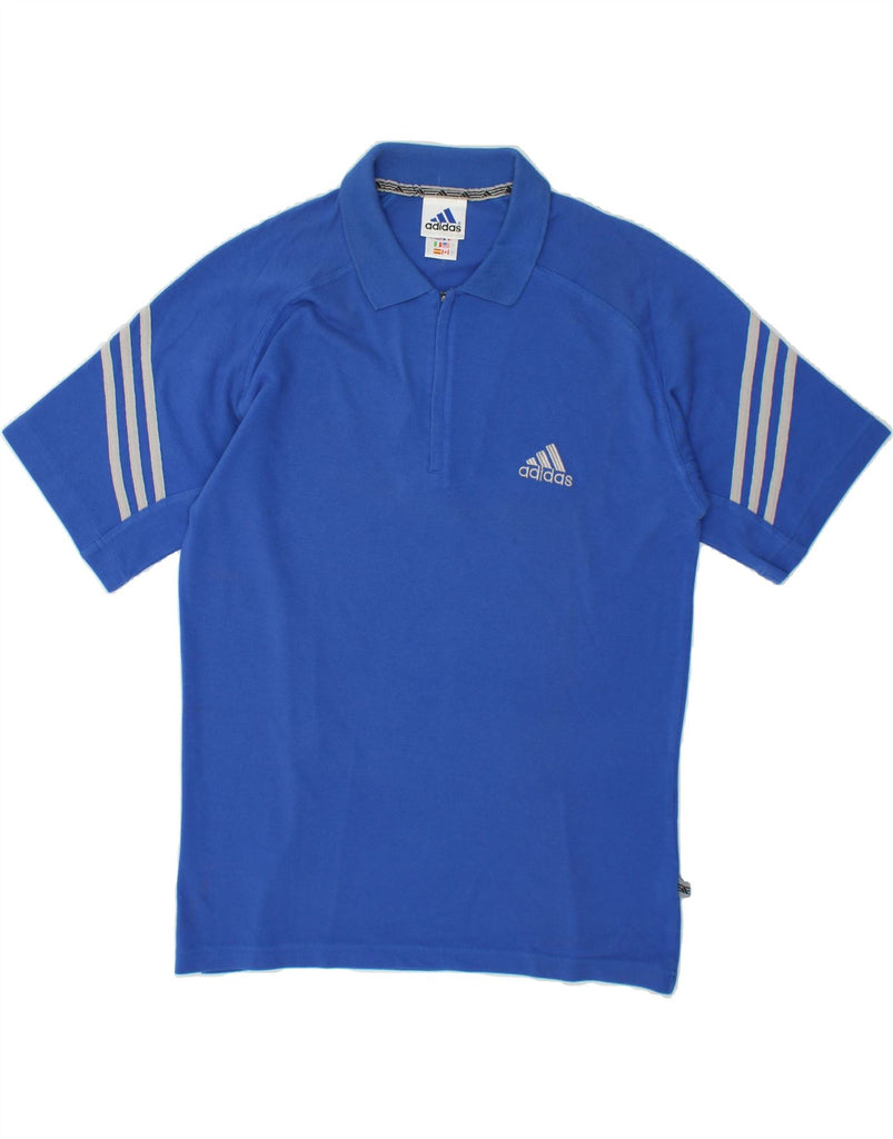 ADIDAS Mens Graphic Polo Shirt UK 42/44 Large Blue Cotton | Vintage Adidas | Thrift | Second-Hand Adidas | Used Clothing | Messina Hembry 