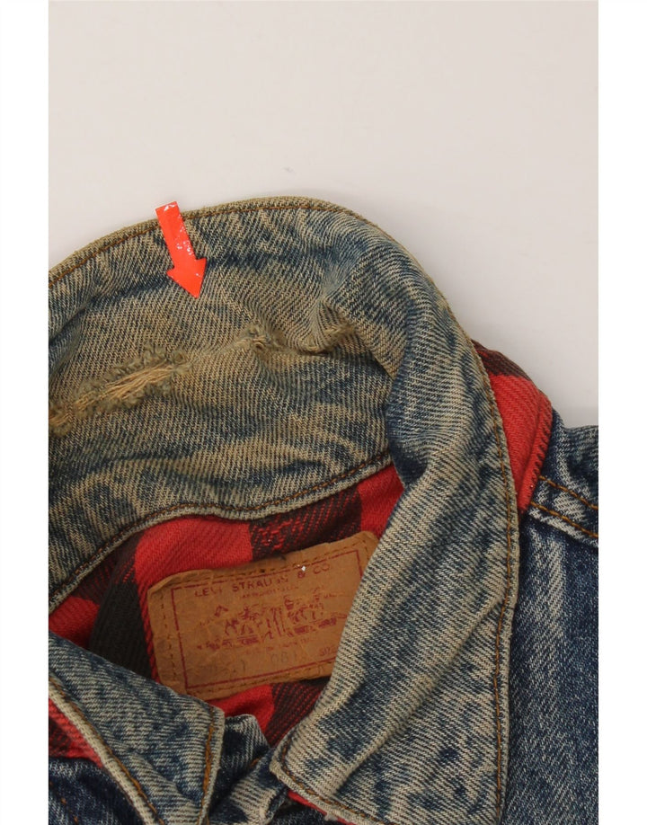 Levi's Mens Crop Denim Jacket UK 42 XL Blue Cotton